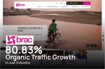 BRAC Youth Platform website, SEOviser SEO case study showing 81% organic traffic growth