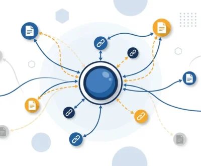 Hub and spoke internal linking structure infographic diagram
