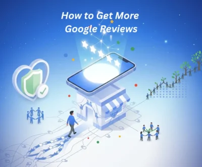 Isometric illustration of a smartphone glowing with star ratings above a storefront Isometric illustration of a smartphone glowing with star ratings above a storefront, symbolizing compliant, post-visit Google review requests with steady organic growth.